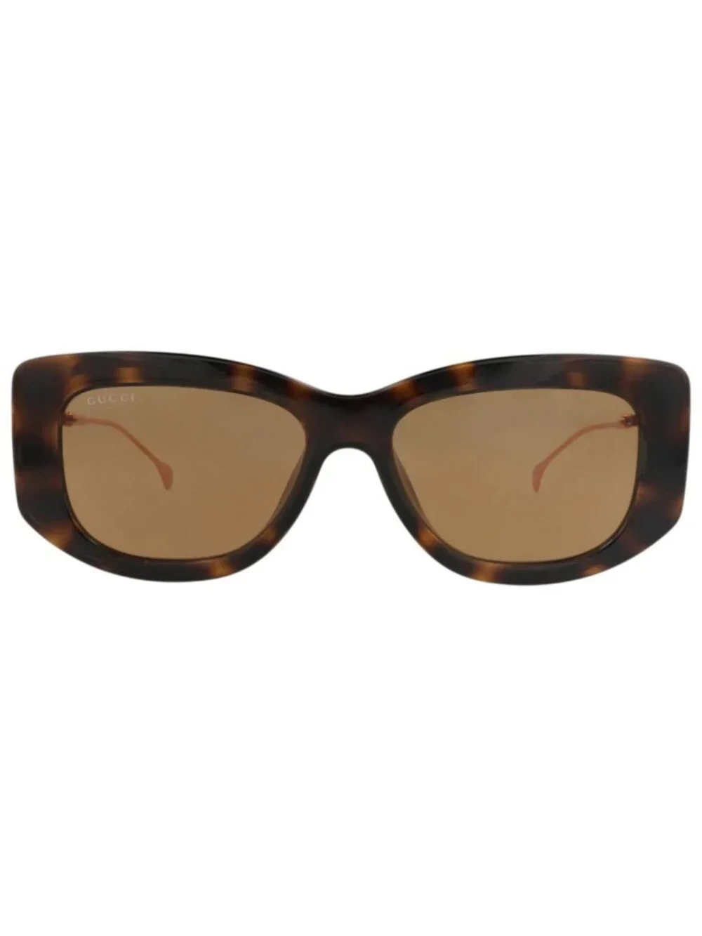 New Gucci Women's Sunglasses Square Rectangle Injection Frame Havana Gold Brown